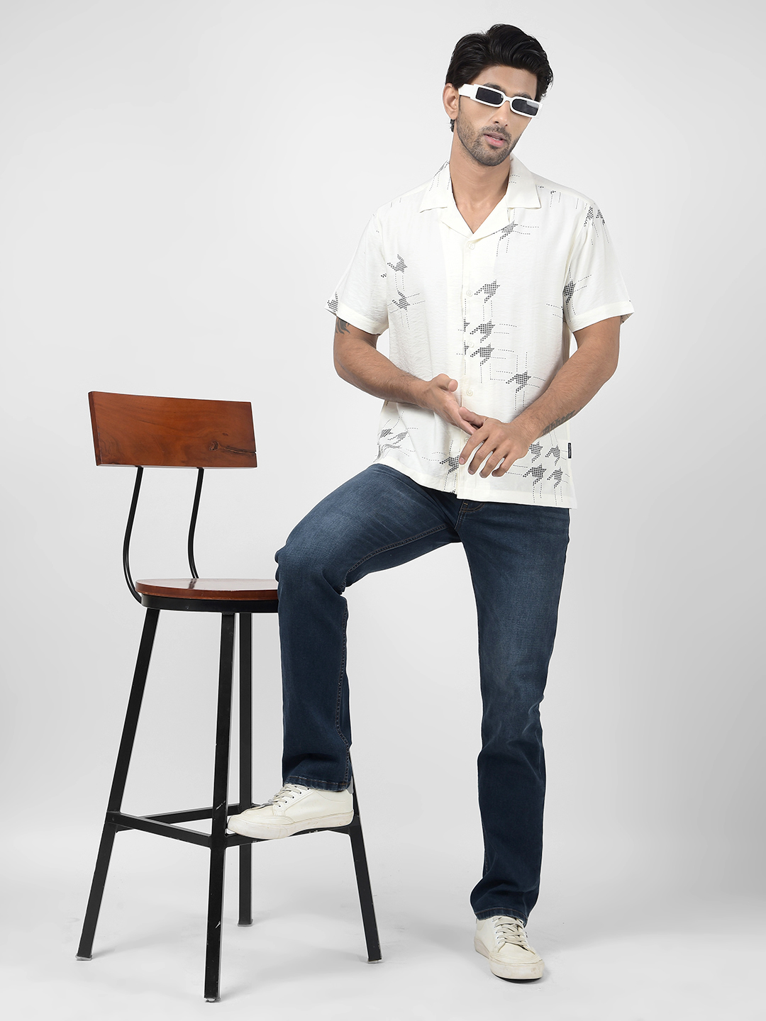 Numero Uno Men Embroidered White Shirt